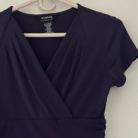 Vintage George stretch babydoll ruched waist peplum wrap 90s Y2K retro stretch S - Picture 4 of 9